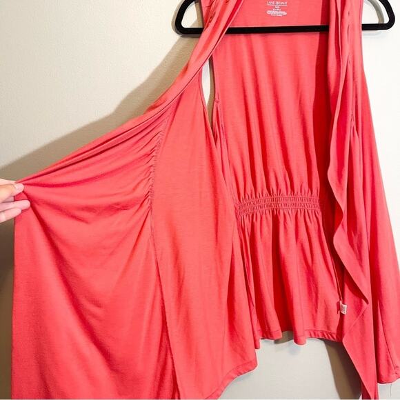 Lane Bryant Women's Orange Sleeveless Loose Fit Open Front Cardigan Size 18/20 - Picture 3 of 10